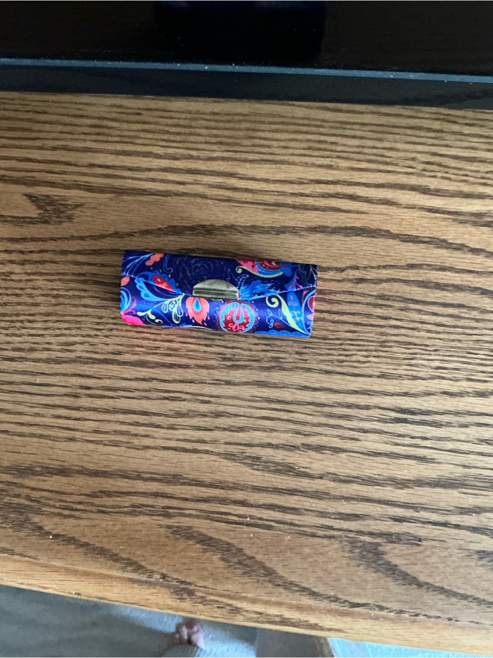 Source Unknown Navy Paisley Lipstick Case with Pink and Orange Accents